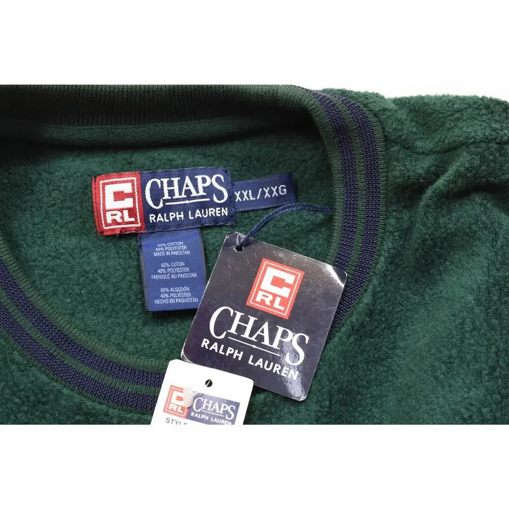 Chaps Ralph Lauren Men's XXL Green Fleece Crewneck Sweater Pullover NWT
